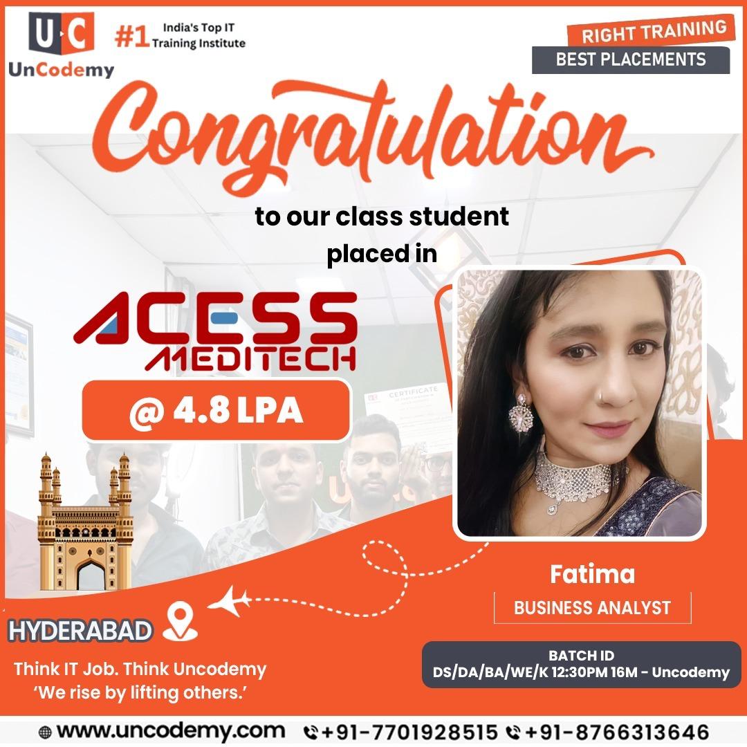 Fatima-Placed at Cess Meditech as Business Analyst-4.8 LPA 