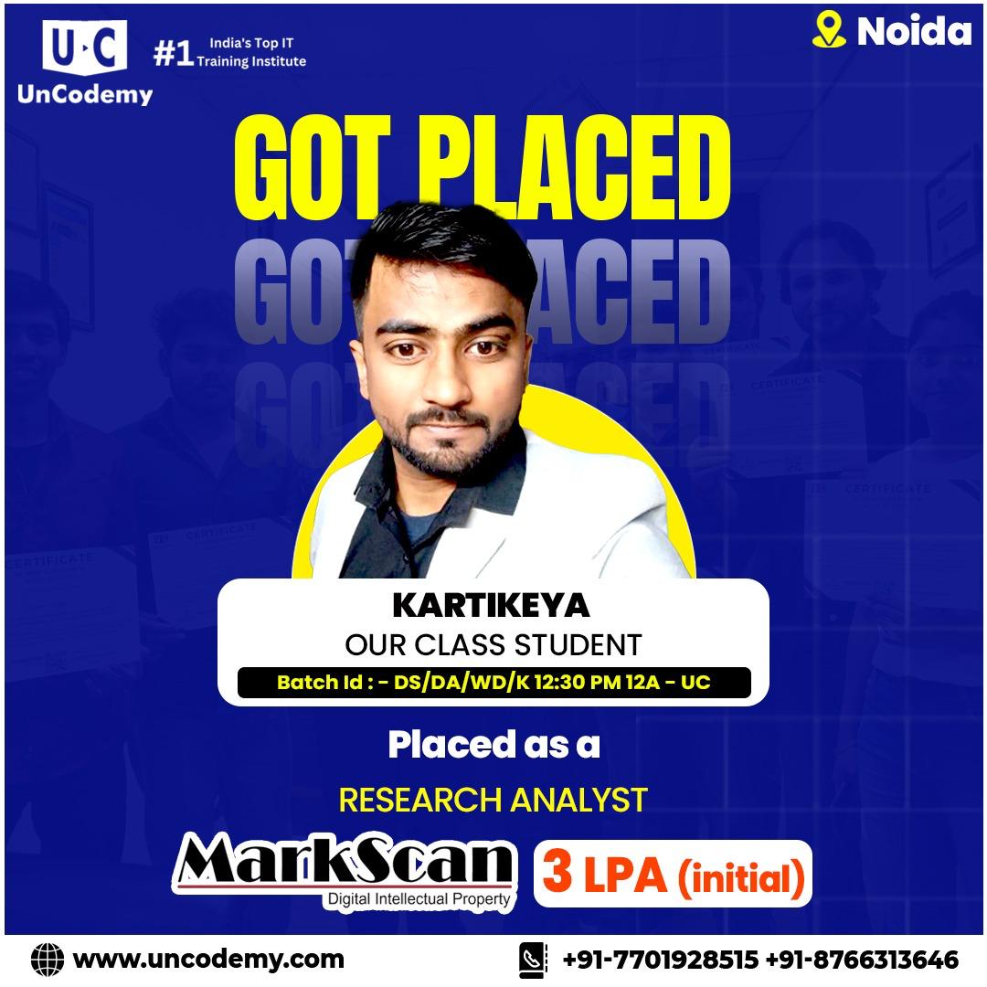 Kartikeya-Placed at MarkScan as Research Analyst-3 LPA 