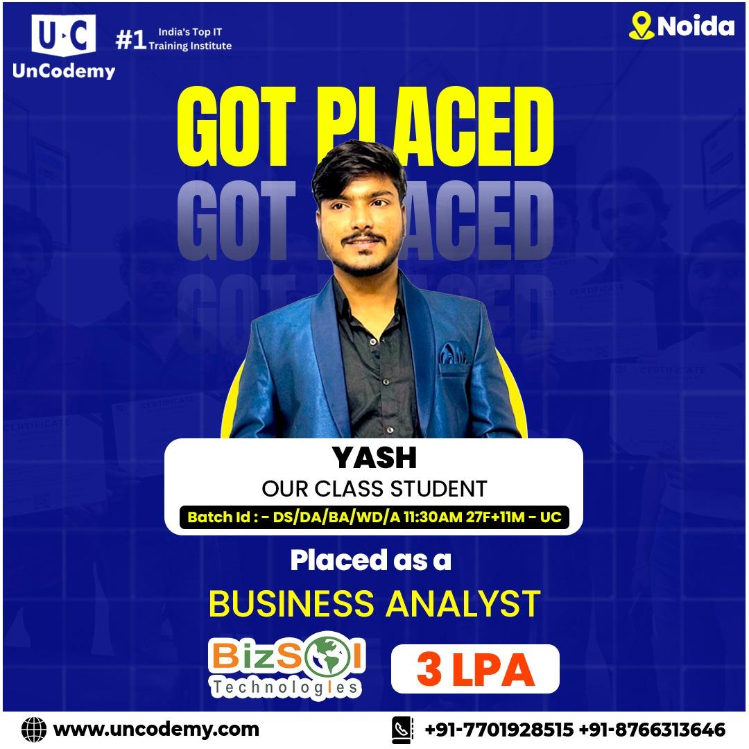 Yash-Placed at BIZS Technologies as Business Analyst-3 LPA 