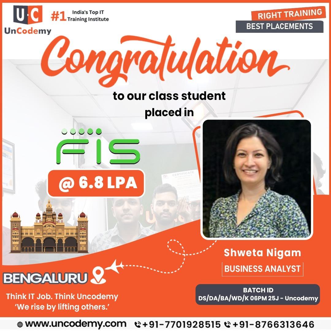 Shweta Nigam-Placed at F15 as Business Analyst-6.8 LPA 