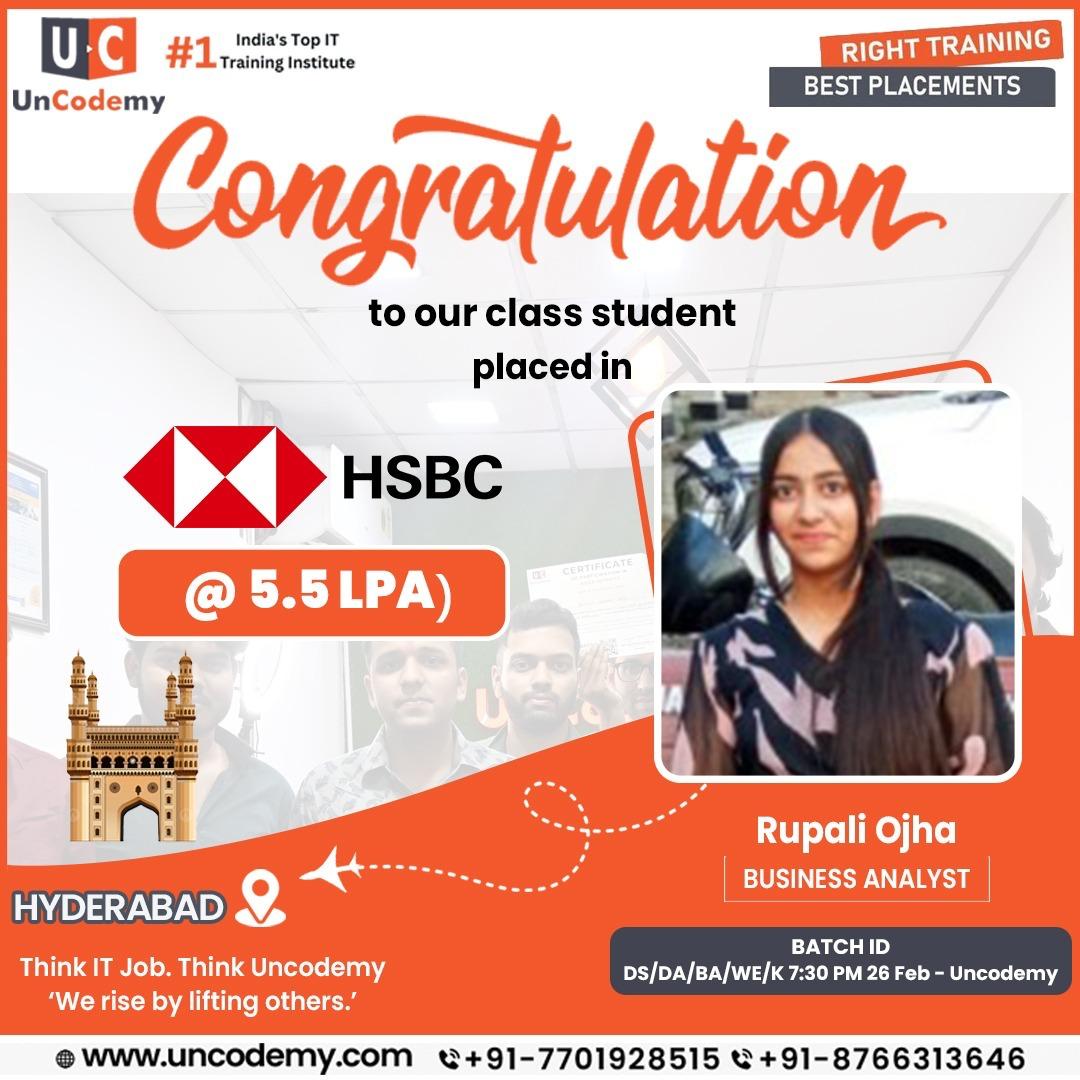 Rupali Ojha-Placed at HSBC as Business Analyst-5.5 LPA 