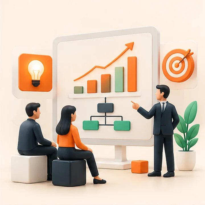 Business Analytics visual: people planning with business charts