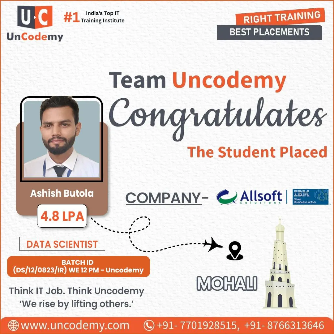Ashish Butola, placed as Data Scientist