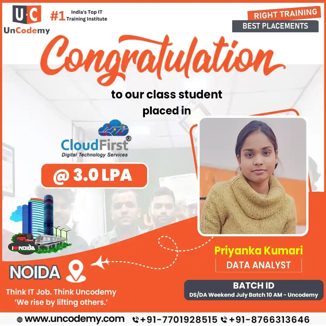 Priyanka Kumari, placed as Data Analyst