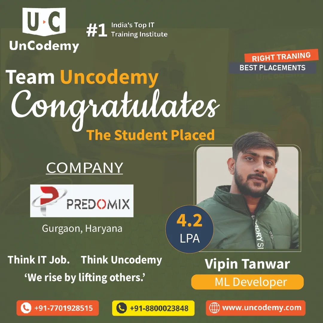 Vipin Tanwar, placed as ML Developer
