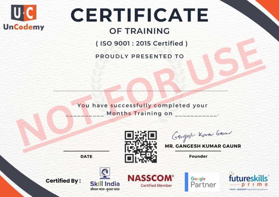 Course completion certificate - Angular training in noida